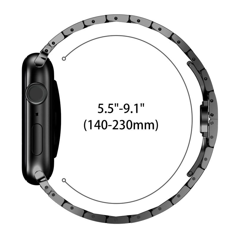 CHANCHY Stainless Steel Apple Watch Band Apple Watch Ultra 3/2/1 Band 49mm | Metal Strap with Butterfly Clasp 46mm 45mm 44mm 42mm 41mm 40mm 38mm iWatch 11 10 9 8 7 6 5 4 3 2 1 SE Ultra for Men Women Titanium Edition, Black 49mm/46mm/45mm/44mm
