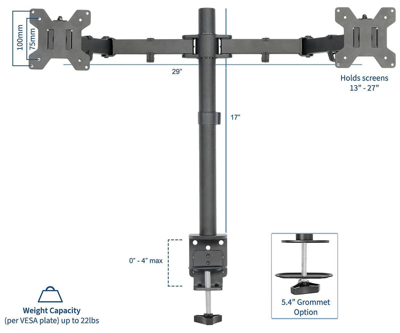 VIVO 2 Quick Attach VESA Adapters Designed for Dell Monitors S2218, S2318, S2319, S2418, S2419H, S2718, S2719, SE2419H, and More with Dual Monitor Desk Mount for 13 to 27 inch Screens