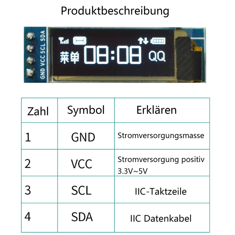 GERUI Pack of 3 0.91 Inch OLED LCD Display Module Screen Tiny Module IIC 128 x 32 LCD Display Device Compatible with Arduino and Other Microcontollers, 3.3 V-5 V, White