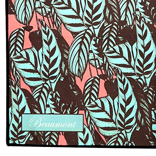 [AUSTRALIA] - Beaumont Tropical Leaves Musical Polishing & Cleaning Patterned Instruments Trumpet Clarinet Sax Flute Recycled Microfibre Cleaning Cloth Brass Silver 40 x 30 cm (BFC4030-TL) 