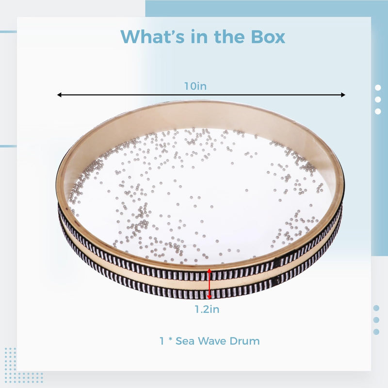 10-Inch Ocean Drum - Sea Wave Drum, Ocean Sound Drum, Natural Sound Musical Instrument, Musical Sound Healing Instrument for Relaxation, Meditation, Mindfulness, Yoga