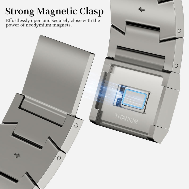 ACESTAR Full Titanium Band Compatible with Apple Watch Ultra 3/2/1 49mm/ Series 10 46mm, 26mm Wide Adjustable Links with Titanium Magnetic Clasp Connectors and DLC Coating 49mm/46mm/45mm/44mm Ti02 Pro Max/26mm Wide/Titanium
