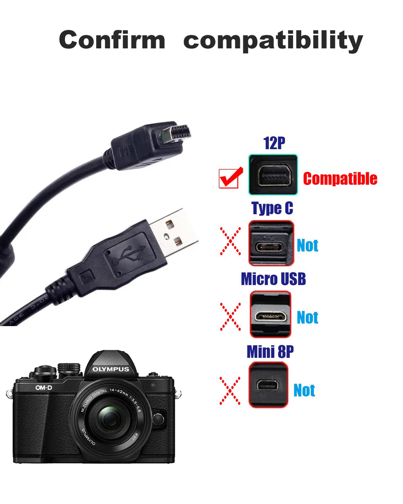 5Ft for Olympus Camera Charger CB-USB5 CB-USB6 CB-USB8 Compatible with Olympus Tough TG-310, TG-320, TG-610, TG-810, TG-820, TG-835, TG-850, TG-860,TG-870 Camera