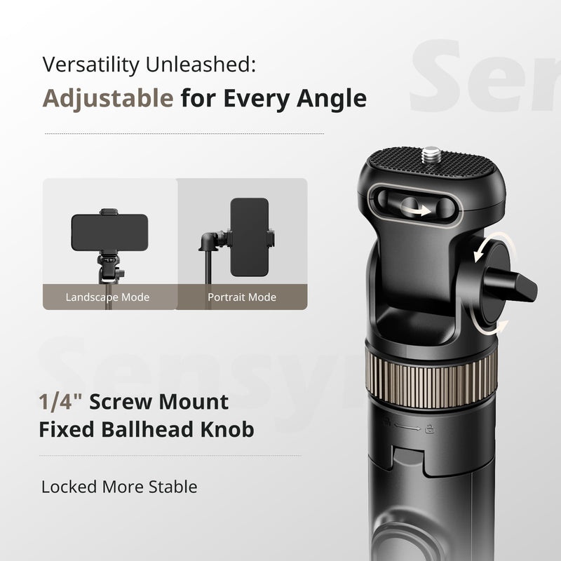 Sensyne 72" Phone Tripod, Extendable Tripod for iPhone & Selfie Stick with Detachable Phone Holder & Wireless Remote, iPhone Tripod Compatible with All Cell Phones, Camera