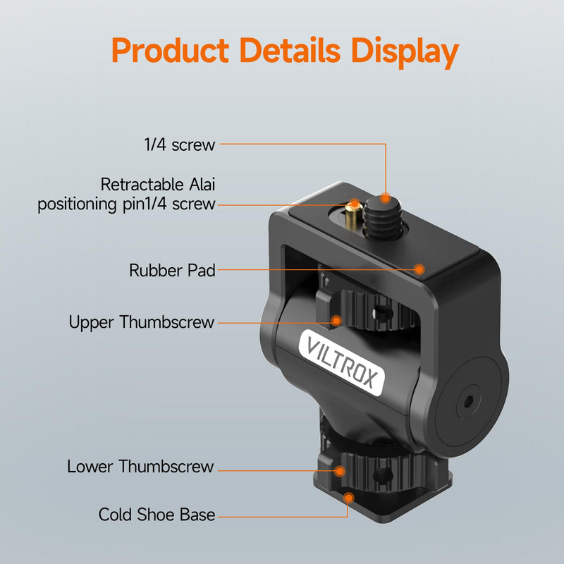 [AUSTRALIA] - Adjustable Gimbal Monitor Cold Shoe Adapter, Metal Field Monitor Mount Holder, 360 Degree Swivel and Tilt Adjustable Monitor Mount Bracket with Cold Shoe Mount, Locating Pin Design Cold Hot Adapter 