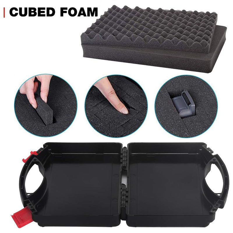 Small Hard Carrying Case with Pluck Foam Interior for iPhone, GoPro, Camera, and More- 9.3 x 7.5 x 2 Inches, Black 9.3" X 7.5" X 2"