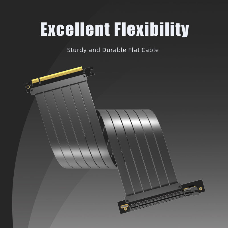 GLOTRENDS 400mm PCIe 3.0 X16 Riser Cable for Low-end PCIe 3.0 GPUs, Such as GeForce RTX 20/GTX 16/GTX 10 Series and AMD Radeon RX5000/VII/RX Vega/R9 Fury Series, etc 90 Degree Right Angle