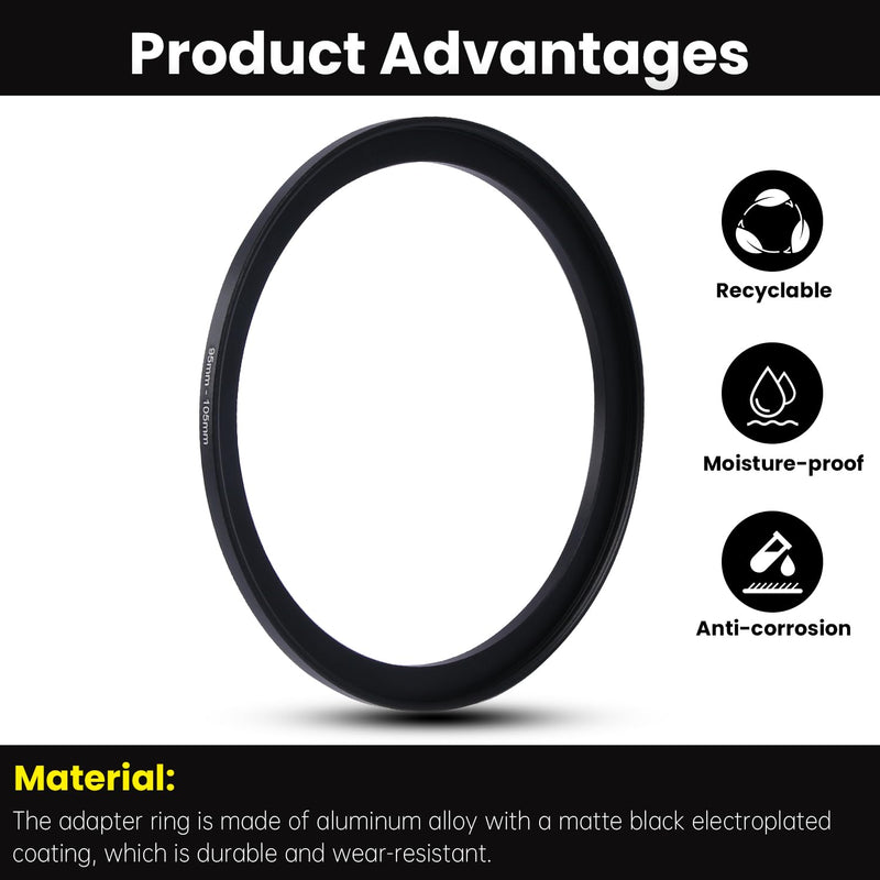 [AUSTRALIA] - Metal Step Up Ring Filter Adapter - 95mm to 105mm - Metal Ring Step Up Rings Adapter Filter Compatible with All 105mm UV, CPL, ND, Lens Hood, Threaded Lens ect 
