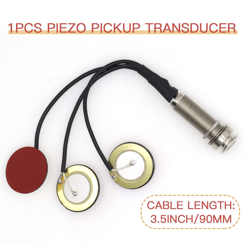 1pcs Piezo Pickup Transducer, 3in1 Microphone Contact Acoustic Preamp, 1/4 Inch Self-Adhesive Piezo Pickups Transducer for Kalimba Thumb Piano and Other Small Instruments