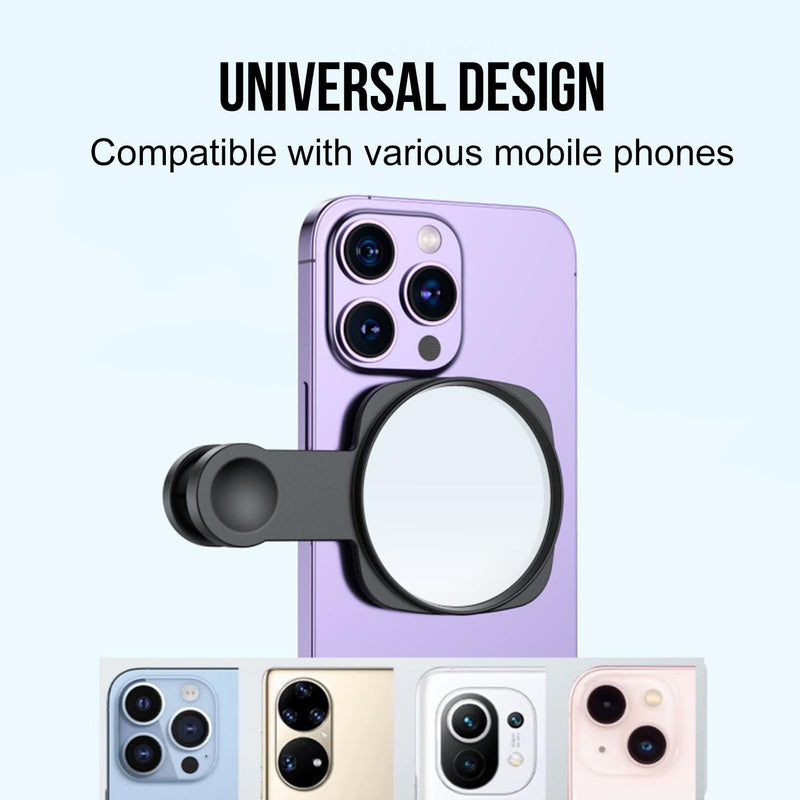 WOWNOVA Clip Selfie Mirror for Phone Back Camera Live Streaming, Vlogging and Selfies, 2.36" Selfie Mirror Compatible with iPhone Back Camera, HD Reflective Selfie Mirror Clip for Phone Rear Camera