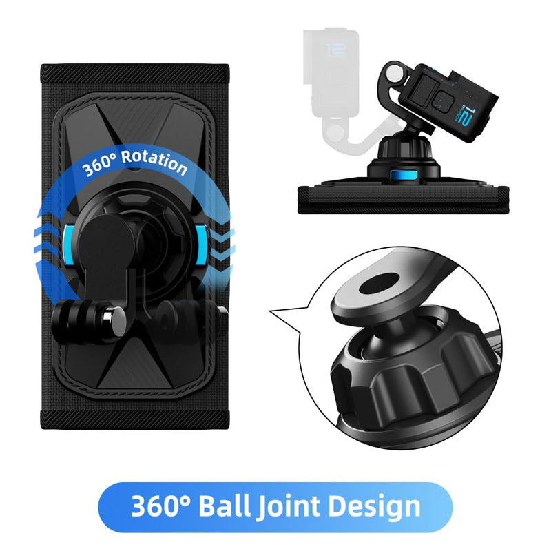 [AUSTRALIA] - SUREWO Magnetic Quick Release Backpack Shoulder Strap Mount Bag Belt Shoulder Strap Clip Holder Compatible with Gopro Hero 12/11/10/9/8/7/(2018)/6/5 Black,DJI Osmo Action 4/3 and More 