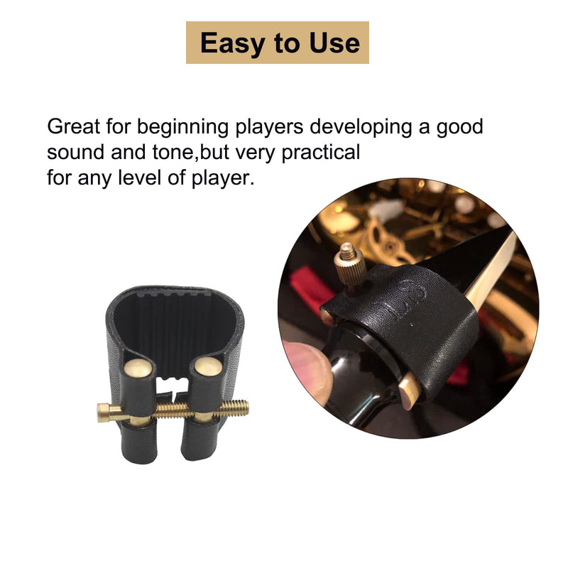 [AUSTRALIA] - PU Leather Alto Saxophone Ligature Clip Fastener with Saxophone Mouthpiece Plastic Cap For Alto Sax Saxophone 