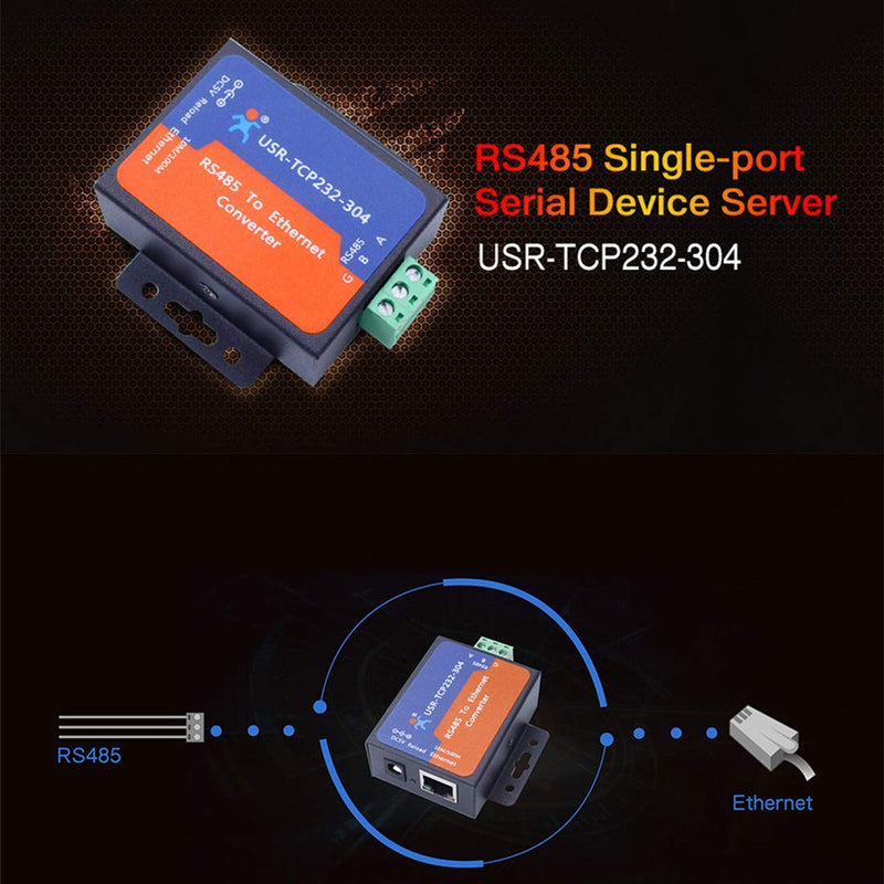 PUSR USR-TCP232-304 Serial RS485 to TCP/IP Ethernet Server Converter Module with Built-in Webpage DHCP/DNS Supported