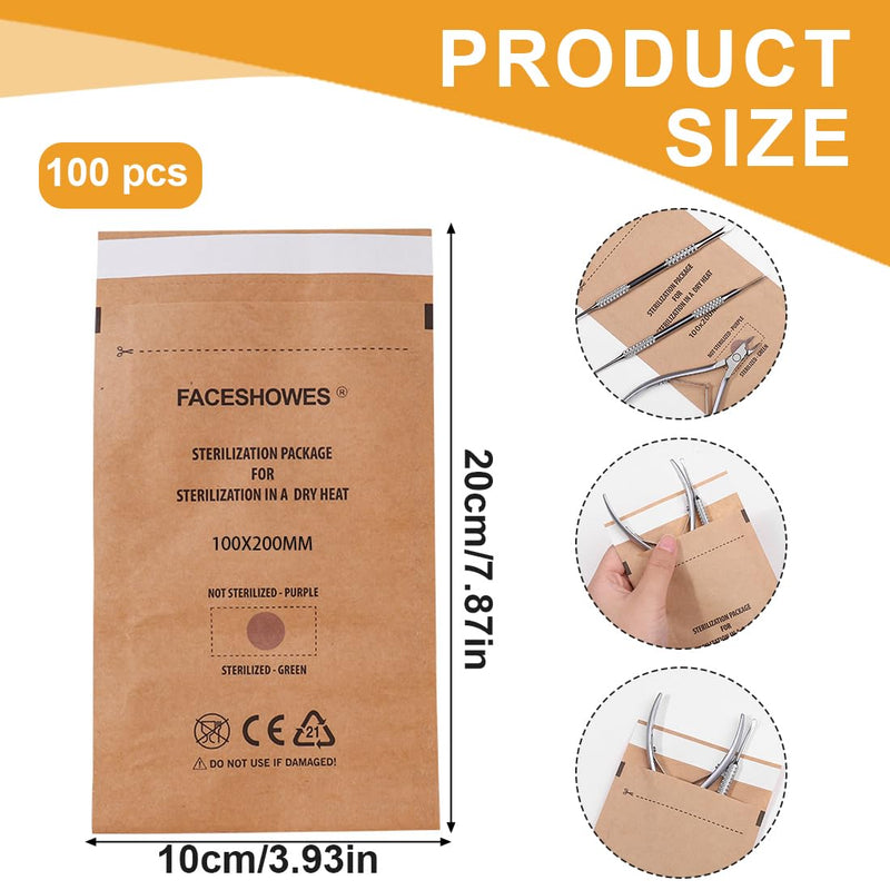 [AUSTRALIA] - WeddHuis Sterilisation Bags Pack of 100 Self-Sealing Bags for Cosmetics and Nail Tools (100 x 200 mm) 100x200 mm - 100pcs 