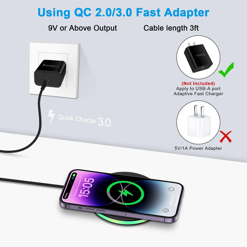 15W Samsung Wireless Charger Fast Charging for Samsung Galaxy S24 S23 Ultra S22+ S21 S20 FE S10 S9, Wireless Charger Pad Phone Charging Station for iPhone 15 14 13 12 11, Google Pixel 8 Pro 7a 6 Pro 1-Pack Black