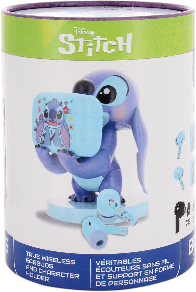 Exquisite Gaming Stitch Earbuds & Holdem Bundle - Licensed Wireless Headphones with Character Device Holder Case