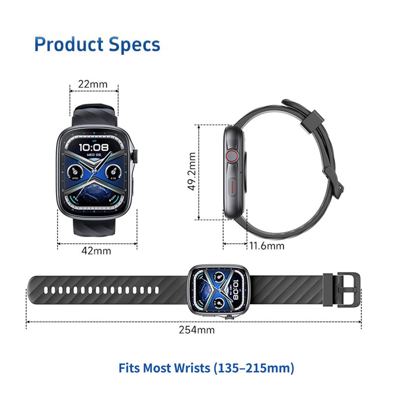 Smart Watch with Big Screen, Ultra HD 1.95" AMOLED Display (410×502 High Resolution) | 3ATM Waterproof | Heart Rate/Sleep Tracker | 130+ Sports/Fitness Modes, Bluetooth Calling, Smart Notifications