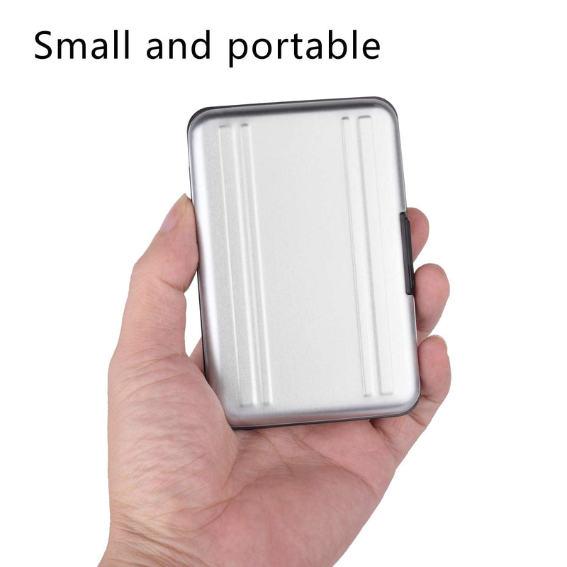 Qkenvo Aluminum Shock Resistant Carrying Box Holder Memory Card Storage Box Case Holder 8 Slots for SD SDHC MMC Micro SD TF Cards Silver