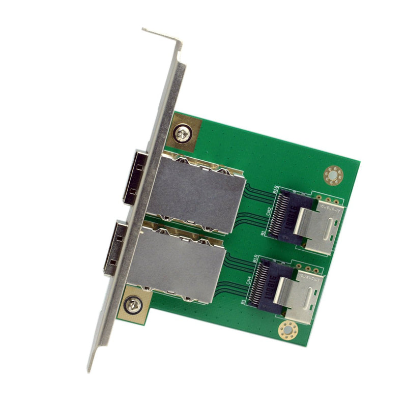 [AUSTRALIA] - Cablecc Dual Ports Mini SAS SFF-8088 to SAS 36Pin SFF-8087 PCBA Female Adapter with PCI Bracket SFF-8087 TO SFF-8088 