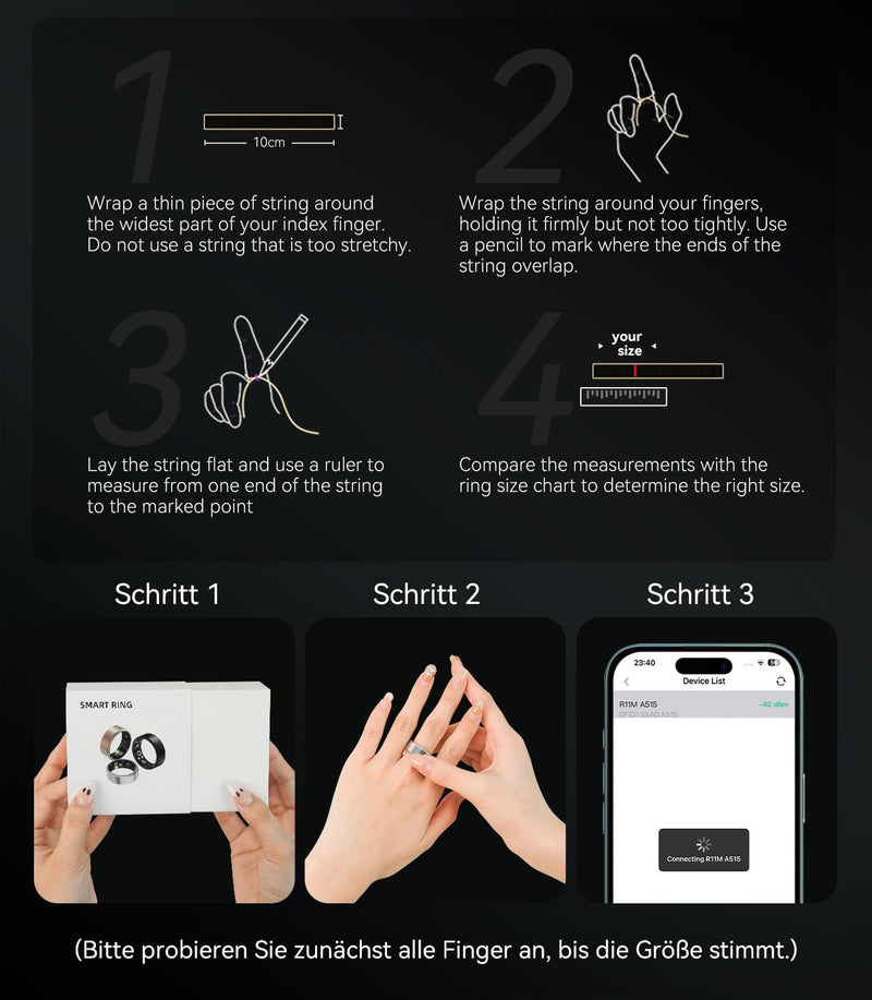 New Upgraded Smart Ring【JZ5.0 Chip & 0 Measurement Error】 IP68 Waterproof | Smart Ring Women (Silver, 11#)