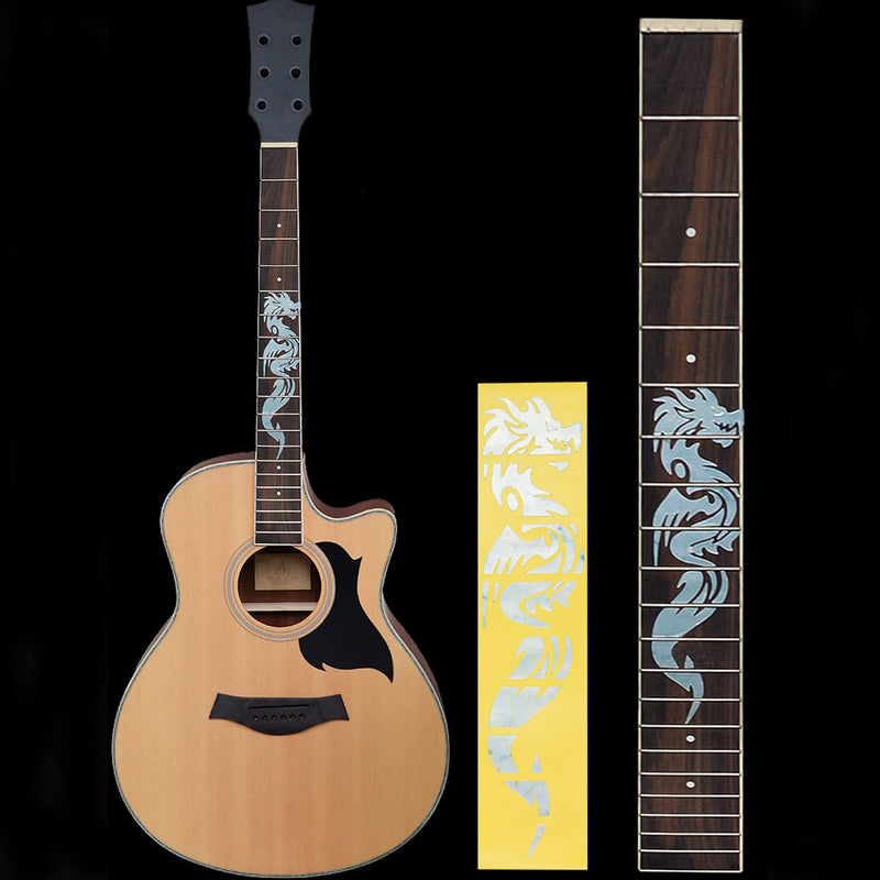 Guitar Neck Fretboard Sticker, Fret Inlay Decal for Ukulele, Music Guitar, Bass, Acoustic Guitar, Electric Guitar, Silver Thin (Dragon)