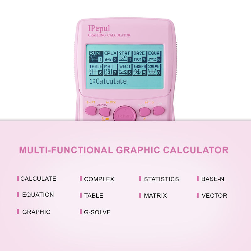 Pink Scientific Calculators with Graphing Functions, IPepul 10 Modes Math Calculator for High School and College Students, Teachers, Office, Algebra, Geometry, Statistics, Pink School Supplies