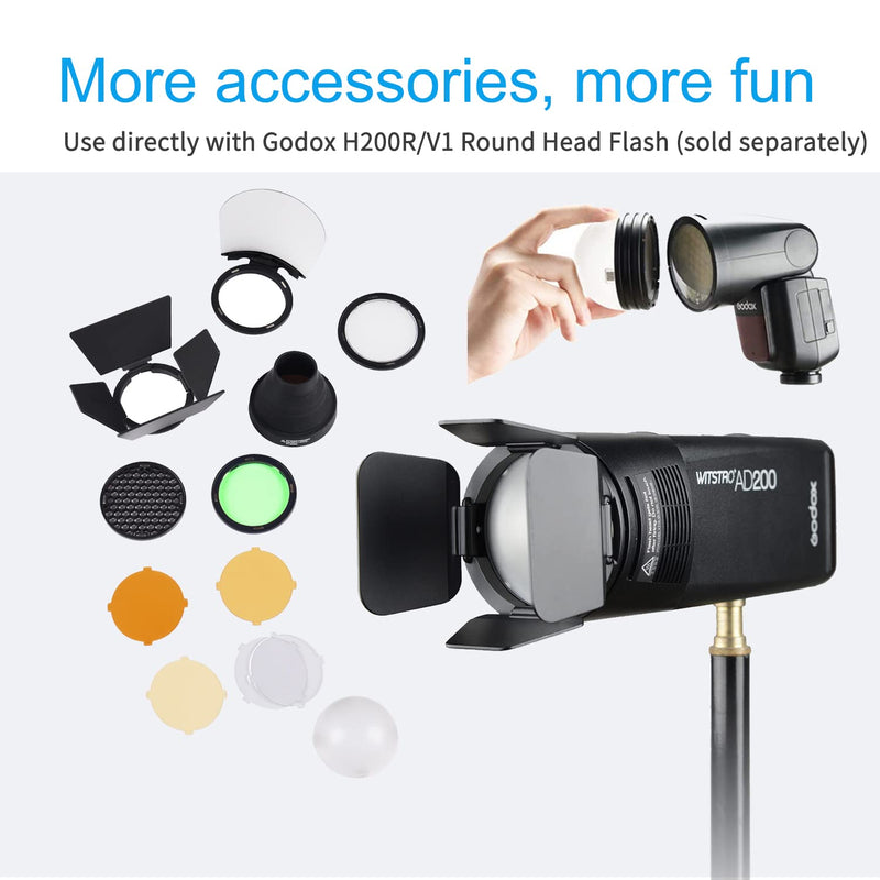 Godox AK-R1 Accessories Kit for Godox H200R Ring Flash Head Godox AD200 / AD200Pro / Godox V1 Round Head Flash Accessories Easy to Use