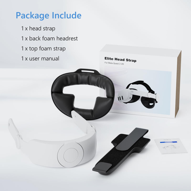 Upgraded Head Strap Compatible with 2023 Oculus Quest 3, Elite Strap for Meta Quest 3, One Click Stretch and Retract Design, VR Headset Accessories Enhanced Comfort Headstrap Replacement, White