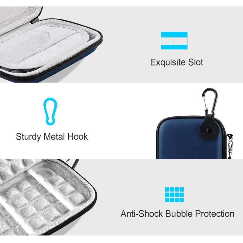 Lacdo Hard Drive Carrying Case for Western Digital WD My Passport Ultra WD Elements SE WD Gaming Drive Portable External Hard Drive 1TB 2TB 3TB 4TB 5TB USB 3.0 2.5 inch HDD Shockproof Travel Bag, Blue