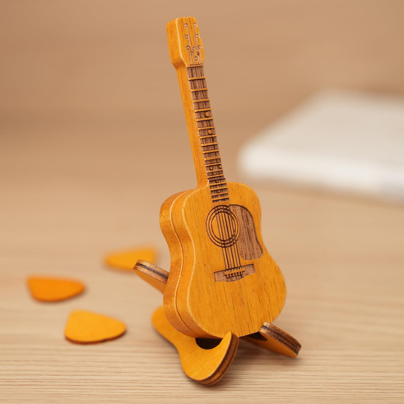 Wooden Guitar Pick Box Unique Guitar Picks Guitar Pick Holder Box Musician Engraved Wooden Plectrum Case