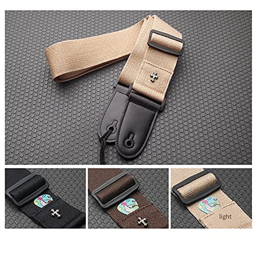 H&Z Simple Guitar Strap Acoustic Folk Guitar Belt Straps Vintage Cross Personality Guitar Straps Pick Pocket Guitar Accessories (black) Black