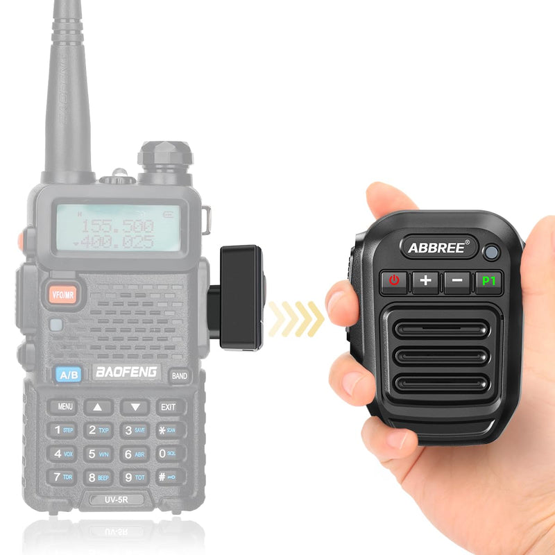ABBREE Ham Radio Wireless Handheld Speaker Mic, 2 Pin Shoulder Microphone for Baofeng 5RM UV-5R,BF-F8HP PRO,AR-152,K5PLUS,GM-15Pro,UV-5G Plus UV-32 GM21 Walkie Talkie Accessories (Black) Black