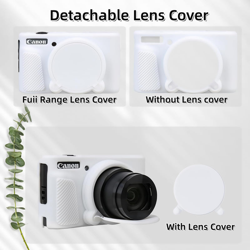 [AUSTRALIA] - Camera Case for Canon PowerShot SX740/ SX730 Digital Camera,SX740 HS Case, Soft Silicone Protective Case Removable Lens Cover,Comes with 2 Screen Protectors and 1 Wrist Strap. (White) White 