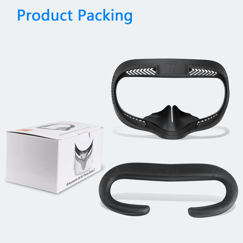 Compatible with Oculus Quest 2 Face Bracket Replacement,VR PU Leather Face Pad Protective for Meta Quest 2,Sweat-Proof Comfortable Face Cover Cushion VR Accessories Sweat-Proof Leather Face Cover