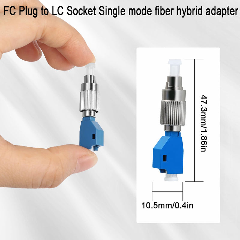 QIANRENON FC Male to LC Female Singlemode Fibre Optic Adapter SM 9/125μm FC/UPC Male to LC/UPC Female Hybrid Fibre Simplex Converter Coupler, for Red Light Pen Optical Power Meter Patch Cord Pigtail