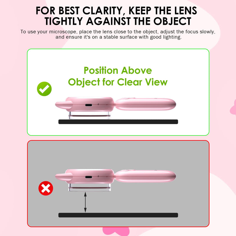 [AUSTRALIA] - Kids Microscope 100X Magnification, STEM Handheld Digital Science Kit, Portable Educational Toy for Ages 3-16, Birthday for Boys & Girls Pink 