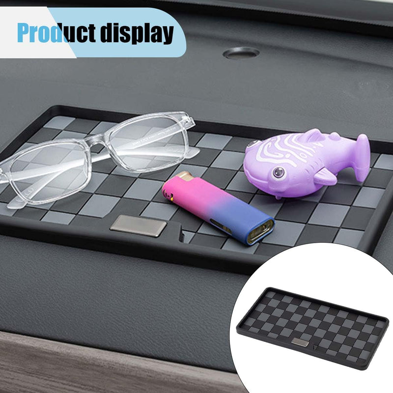 Car Dashboard Non Slip Mat, 11.06'' x 5.98'' Universal Grid Multi-Functional Sticky Adhesive Pad, Dash Sticky Gripping Mat for Cell Phones, Keys, Sunglasses, Electronic Devices, GPS (Black Gray) Black Gray