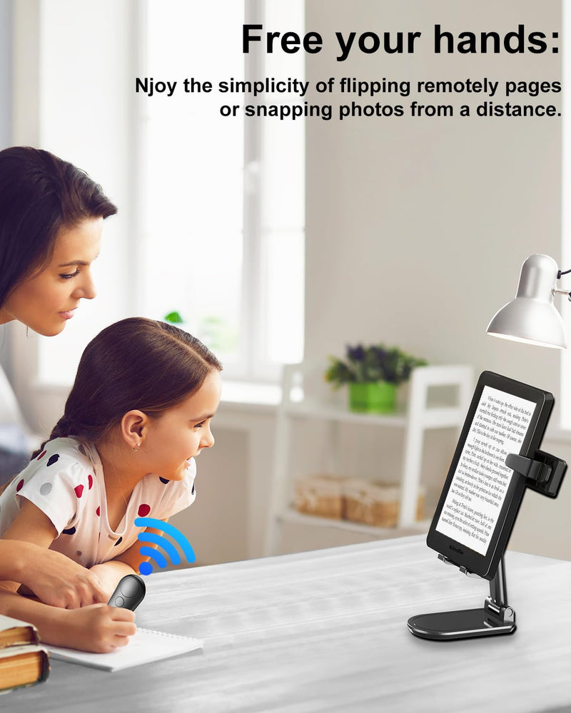 RF Remote Control Page Turner for Kindle Paperwhite Kobo eReaders, Remote Page Turner for Phone iPad iOS Android Tablets Taking Reading Novels Taking Accessories, Black