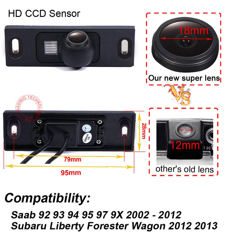 Super HD Vehicle Camera 1280x720 Pixels 1000 TV Lines Waterproof Vehicle Car Rear View Backup Camera 170° Reverse Camera for Saab 92 93 94 95 97 9X Subaru Liberty Forester Wagon