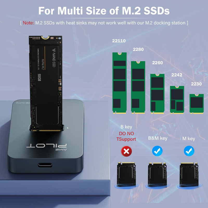 M.2 Dock + M.2 Enclosure NVMe & SATA Reader - SD03 Alloy + C36