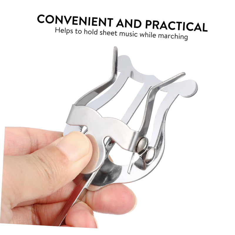 BESPORTBLE Trumpet Trombone Lyre Music Clip Holder Silver Clamp Sheet Music Stand for Marching Musicians Compact Design Lightweight Durable Accessory for Trumpet