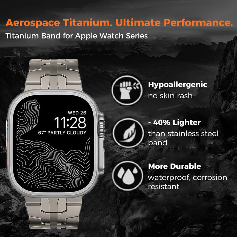 Titanium Band for Apple Watch Ultra 3/2/1 49mm Series 11/10 46mm | Metal Strap for iWatch 9/8/7/SE3/SE2/SE/6/5/4/3/2/1 42mm | 40% Lightweight,Skin-Friendly,Water Resistance,Fit Wrist 6.3''-9'' silver 49/46/45/44/42mm (series 3 2 1)