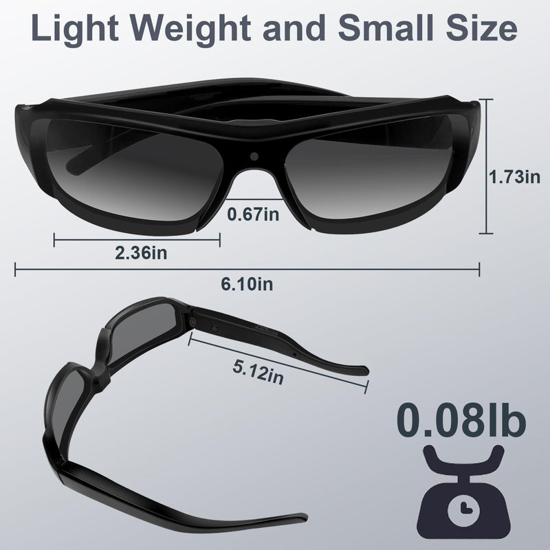Camera Sunglasses Sports Action Camera Glasses 1080P Video Smart Glasses Cam UV Protection Polarized Lens Support Photos/Videos Recording mit 16GB Micro SD Card & Card Reader for Outdoor Activities 16.0 GB