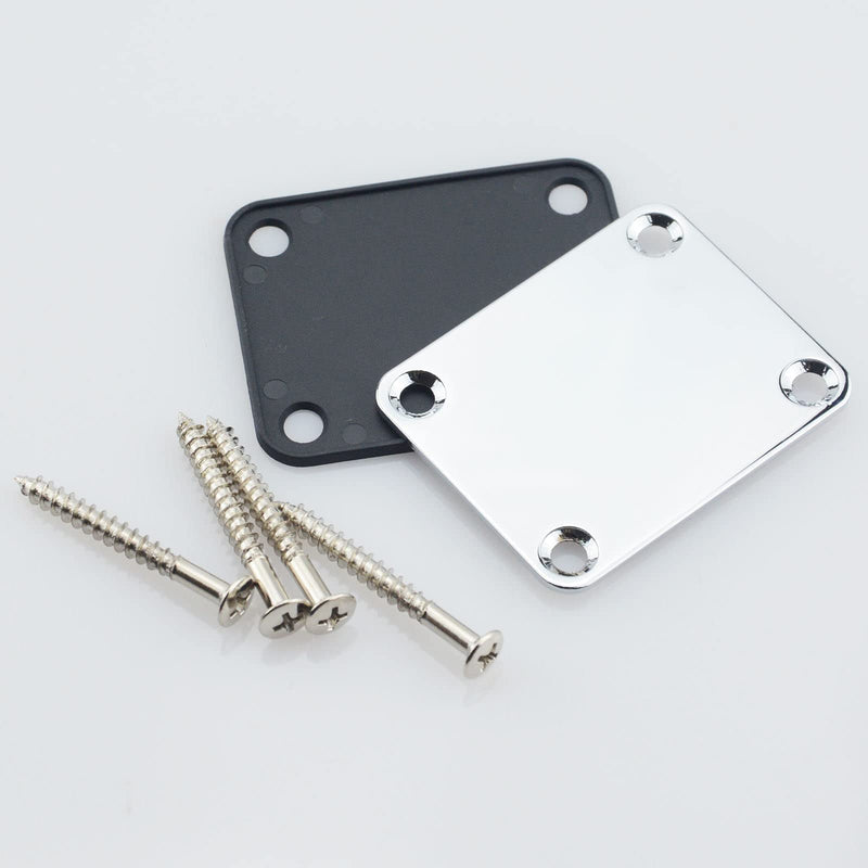 Silver Metric Thread Electric Guitar Jack plate for Fender Tele Telecaster Style Guitar,Thick Metal Guitar Neck Plate with Screws,2 PCS Guitar Strap Buttons with Strap Blocks Silver