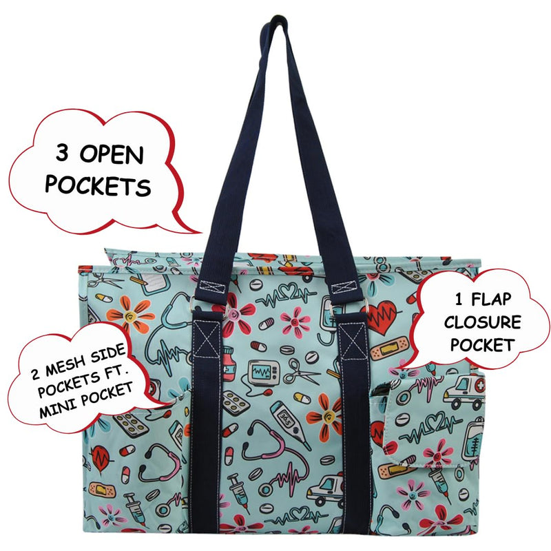 [AUSTRALIA] - NGIL Zip-Top Tote Bag with Exterior Pockets for Working Women, Teachers, Nurses, and Moms, Design in USA Ngil Zip-groovy Nurse-navy 
