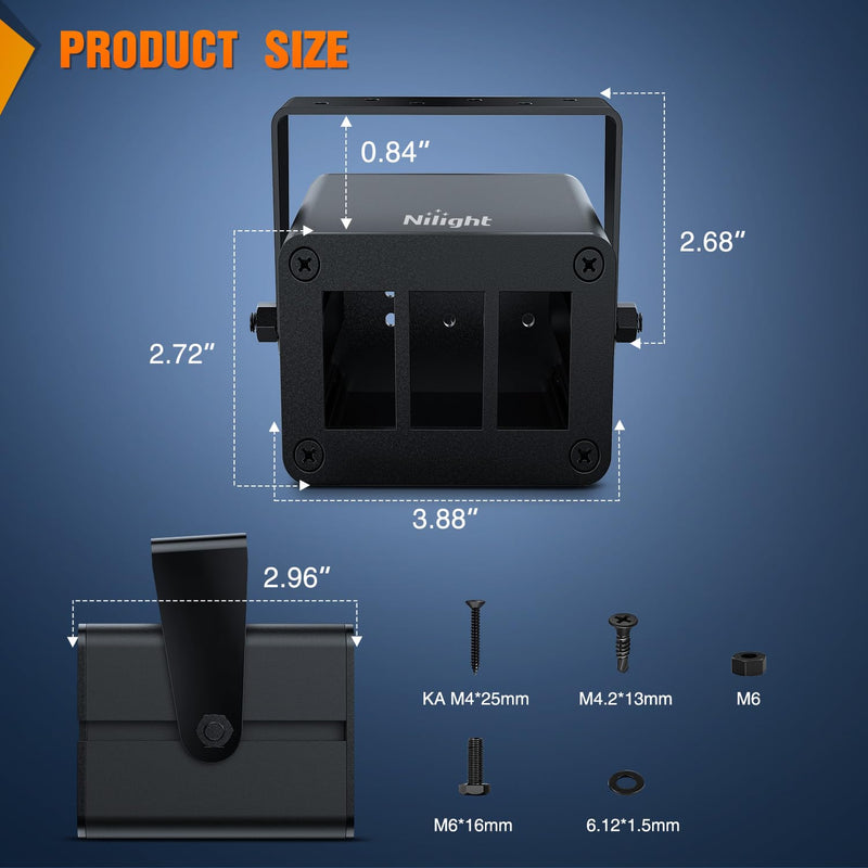 [AUSTRALIA] - Nilight 3 Gang Rocker Switch Box 3 Holes Panel Detachable Installation Housing Waterproof Aluminum Rotatable Mount Bracket 12V 24V DIY Toggle Switches Voltmeter USB Socket for Boats Cars RVs Trucks Black-Switch Box Only 