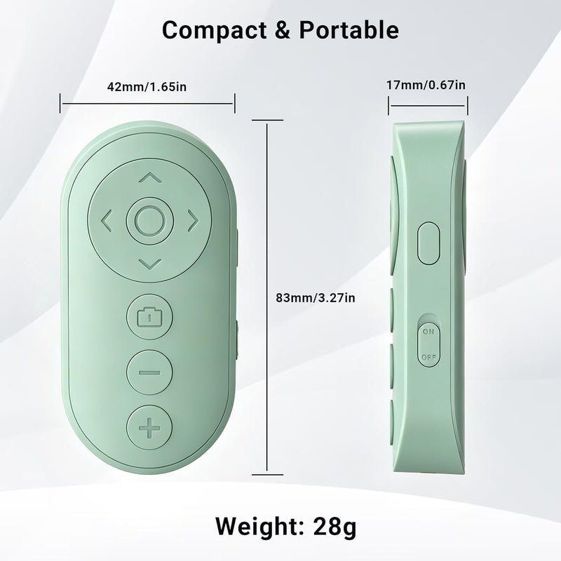 Rechargeable Camera Remote for iPhone Android, Zoom Control | Zoom Control | Front/Rear Camera Switch, Photo & Video Shutter, TikTok Scrolling, Page Turner, bluthooth 10m Wireless Clicker Green