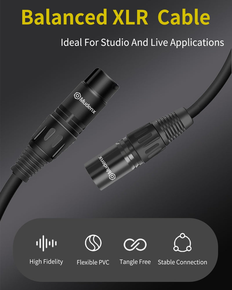 XLR Cables 10Ft 2 Pack,Microphone Cable Male to Female 3 Pin,Durable Shielded and Premium Balanced XLR Patch Cord 10Feet
