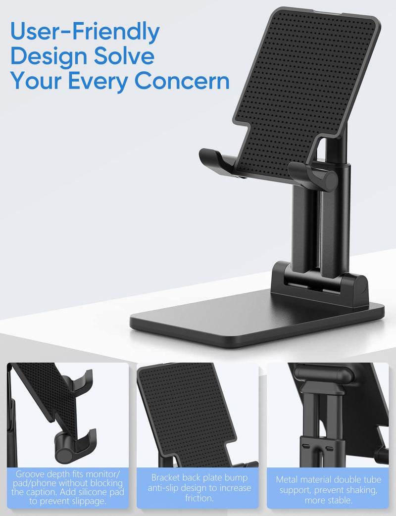 ARZOPA Cell Phone Stand, Adjustable & Foldable Sturdy Holder for Desk, Compatible iPhone, iPad Pro/Air/Mini, Surface Pro, Portable Monitor 7"-15.6"
