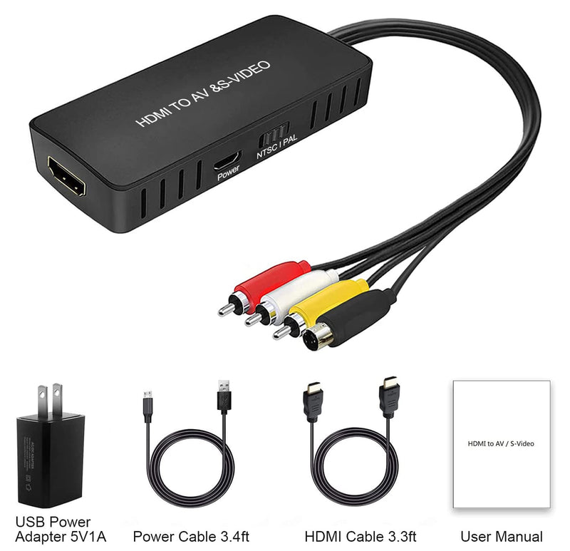 [AUSTRALIA] - HDMI to RCA and S-Video Converter, Audio Video Converter Adapter Support 720P/1080p for Roku/Xbox/Blu-ray/DVD/ PS3/ Laptop/TV/Projector etc. HDMI to S-Video Converter 